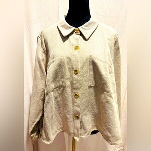 Lane Bryant Shacket Womens Crop Thick Shirt Jacket Stripe Tan Size 22/24